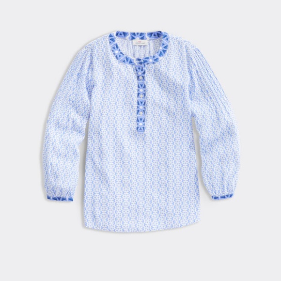 Vineyard Vines Woven Top NWT Geo/Newport White Xs - Picture 2 of 6